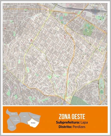 Mapa Bairro Perdizes Município São Paulo SP 67 cm comprimento x