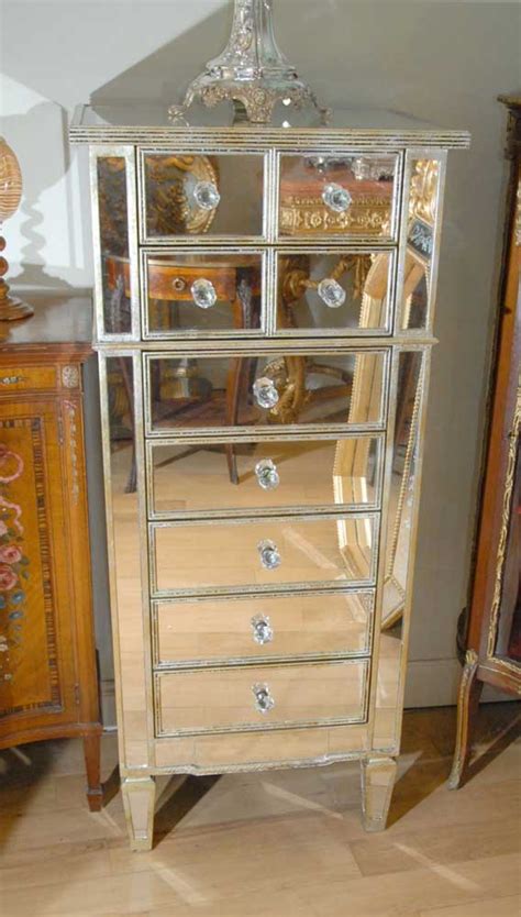 Tall Art Deco Mirrored Chest Drawers