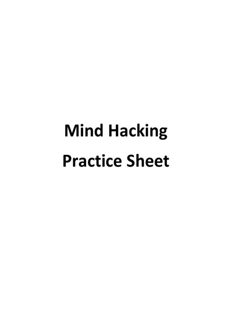 Mind Hacking Practice Sheet Pdf Mind Thought