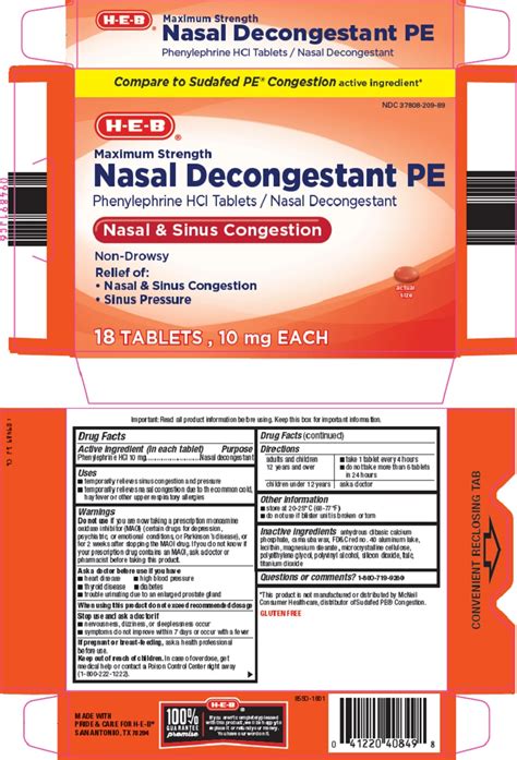 Ndc Nasal Decongestant Pe Tablet Film Coated Oral Label