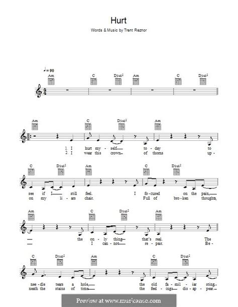 Hurt (Nine Inch Nails) by T. Reznor - sheet music on MusicaNeo