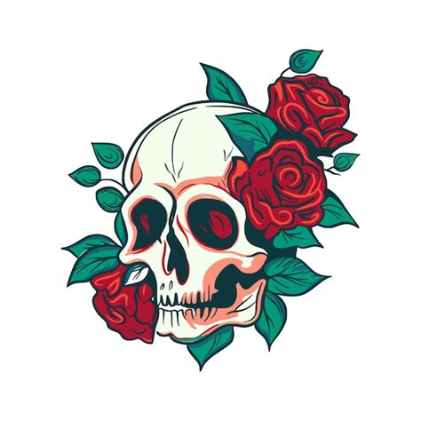 Premium Vector Vector Skull And Rose Flower Logo Icon Art Halloween