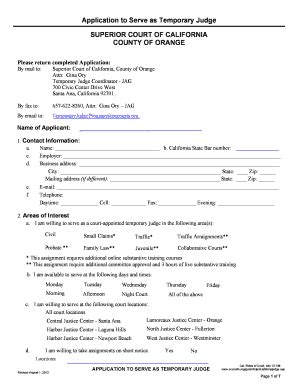 Fillable Online Occourts Temporary Judge Application Form Superior