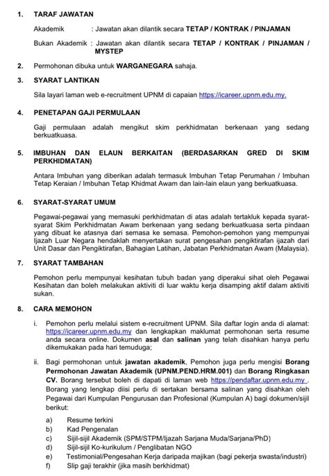 Iklan Jawatan Universiti Pertahanan Nasional Malaysia Upnm • Portal