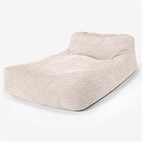 Lounge Pug Cord Double Day Bed Chaise Lounge Huge Adult Bean Bag Giant Beanbag Ivory Big Bertha