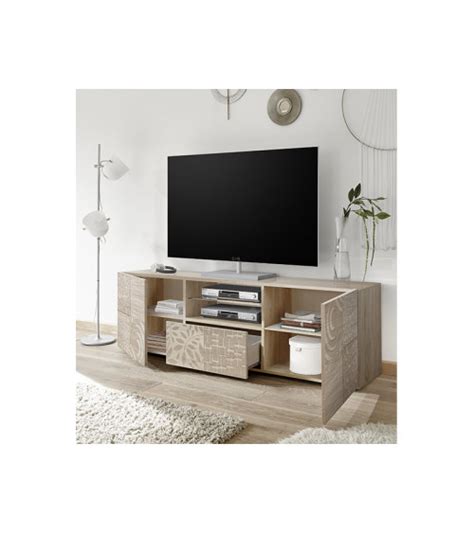 Mueble Tv Puertas Caj N Mirel Roble Lacado Cm