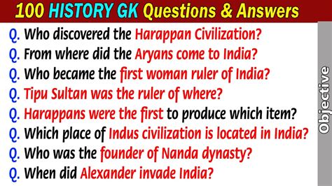 History Questions And Answer 100 Most Important History Gk Q