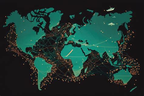 Premium Photo | World Map Made of Cargo Ship Routes vectorstyle