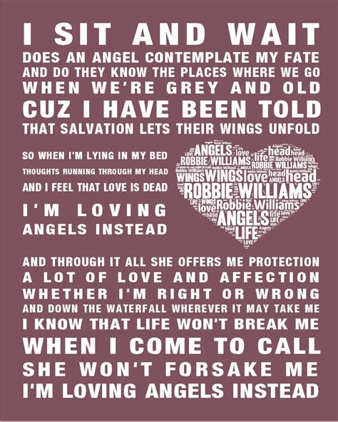 ROBBIE WILLIAMS Angels Música Amor Canción Letras Arte de pared