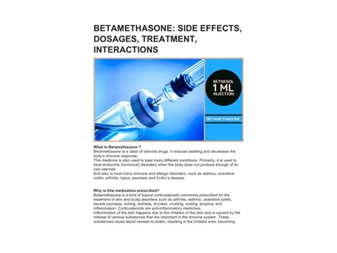 PPT - BETAMETHASONE: SIDE EFFECTS, DOSAGES, TREATMENT, INTERACTIONS PowerPoint Presentation - ID ...