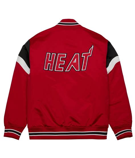 Full-Snap Red Miami Heat Heavyweight Satin Jacket