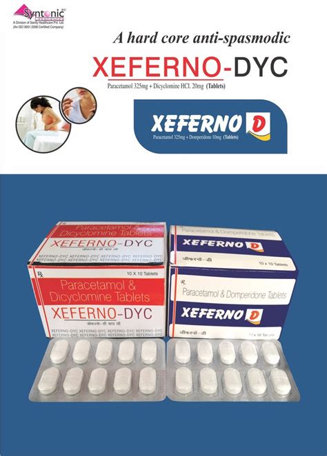 Xeferno Dyc Allopathic Paracetamol And Dicyclomine Tablets Prescription Treatment Abdominal