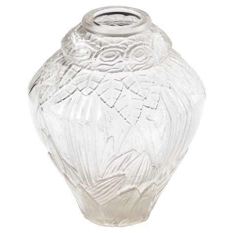 French Art Deco Frosted And Translucent Cubist Glass Vase By Andre Hunebelle For Sale At 1stdibs