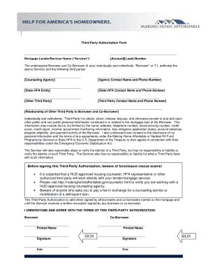 Fillable Online MHA Third Party Authorization Form REO Properties