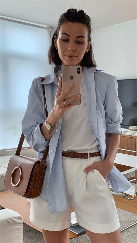 How To Style A Blue Shirt In The Summer Looks Looks Casuais Estilo