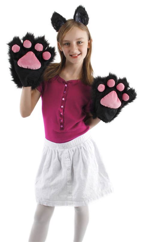 Cute Kitty Paws Gloves Cat Costume Adult Or Child Black Ebay