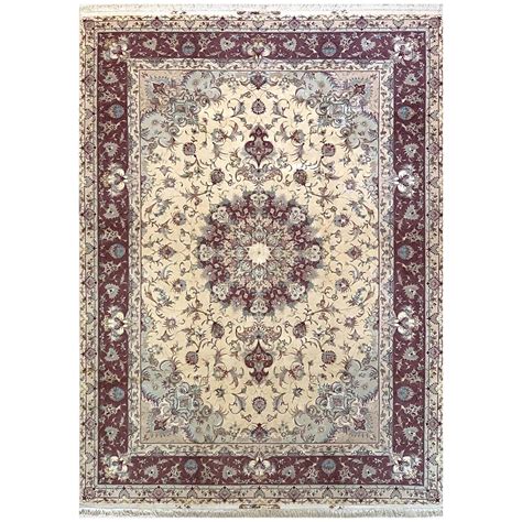 Persian Hand Knotted Medallion Floral Javad Ghalam Tabriz Wool Silk Rug