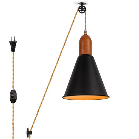 Fsliving No Wiring Needed Handle Pendant Lighting Swag With Industrial