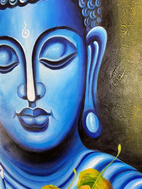 Blue Buddha Oil Painting Buddha Art Sacred Art 24 - Etsy