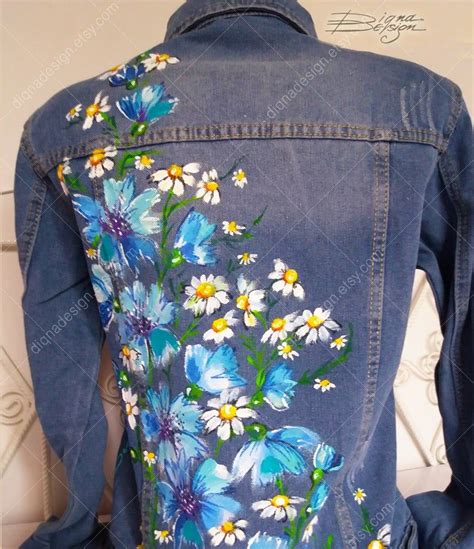 Cornflower Jacket Hand Painted Jean Jacket Cornflower Etsy Hand