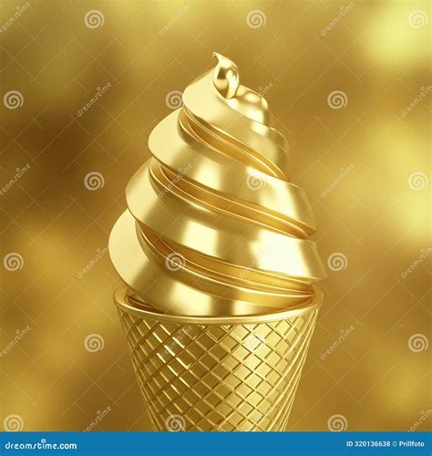 Golden Ice Cream Cone Stock Illustration Illustration Of Reflective