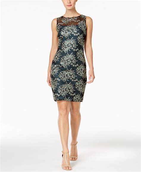 Calvin Klein Embroidered Mesh Sheath Dress Macys