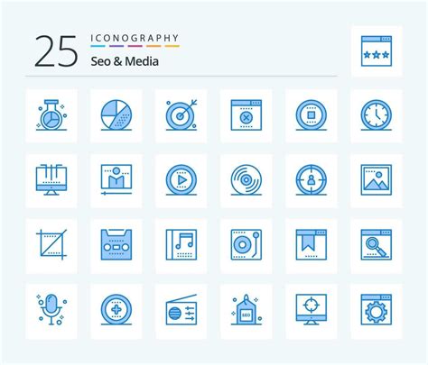 seo media  blue color icon pack including media stop search media
