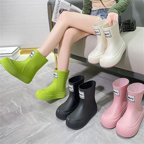 Trend Mid Tube Rainboots Comfortable Fashion Women S Waterproof Non