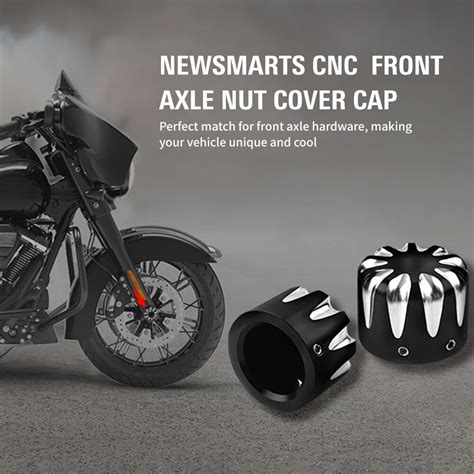 Black CNC Cut Front Axle Cap Nut Cover For Harley Electra Glide