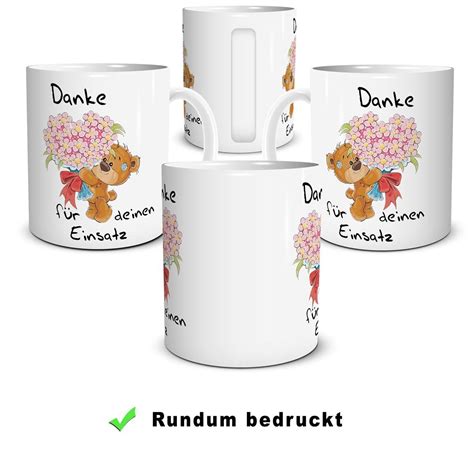 Kaffeetasse Danke lustig mit Spruch Bären Einsatz Dankeschön Geschenk