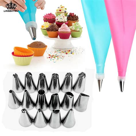 18 Pcsset Silicone Pastry Bag Nozzles Tips Diy Icing Piping Cream