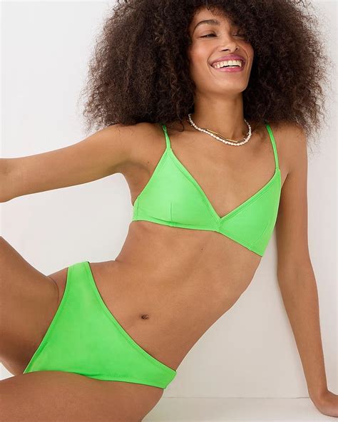 J Crew High Rise Cheeky Bikini Bottom In Green Lyst