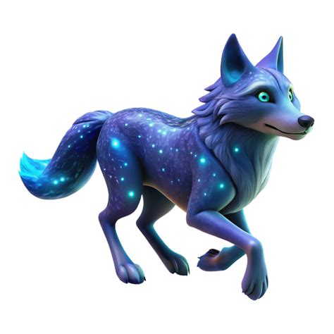 Glowing Wolf Cosmic Fur A majestic wolf with fur that shimmers like the