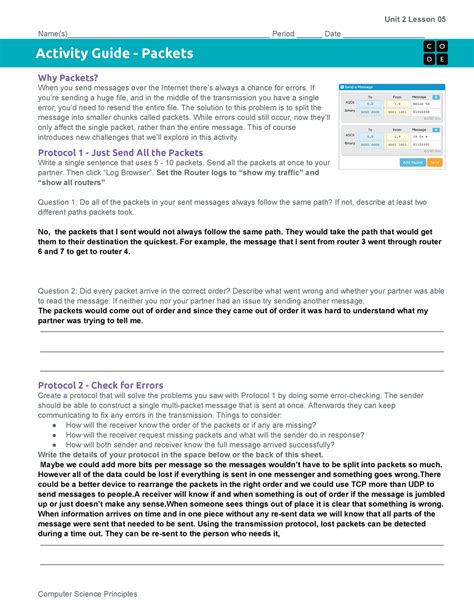 Copy Of Unit 2 Lesson 5 Activity Guide Packets Unit 2 Lesson 05