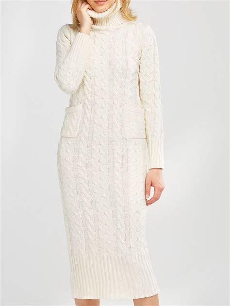 [41 Off] 2021 Long Sleeve Midi Cable Knit Sweater Dress In Off White