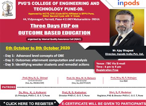 PVG Pune College of Engineering and Technology - Three Days Faculty Development Program On ...