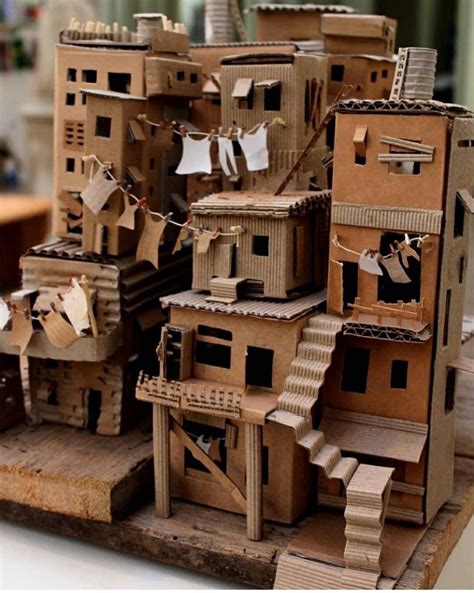 Cardboard City Cardboard Sculpture Cardboard House Cardboard Crafts