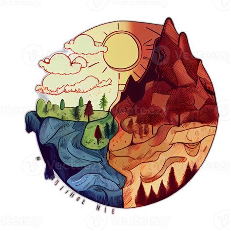 Climate change illustration with transparent background, Global warming ...