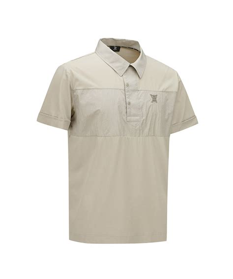 Men Wooven Patch Point Short T Shirt Beige Anew Golf Usa