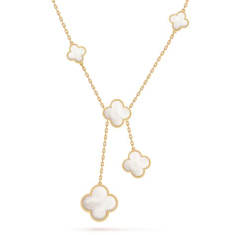 Magic Alhambra Necklace Motifs K Yellow Gold Mother Of Pearl