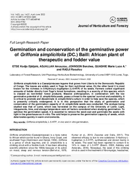 (PDF) Germination and conservation of the germinative power of ...