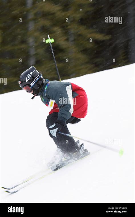 Boy Skiing Alberta Rocky Mountains Stock Photo Alamy