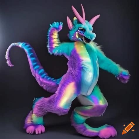 Holographic Dragon Fursuit With Vibrant Colors On Craiyon