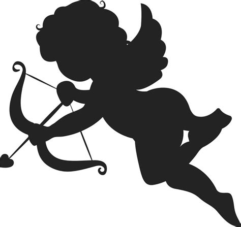 Cupid Black Silhouette Vector Illustration Or Icon Love And Valentines