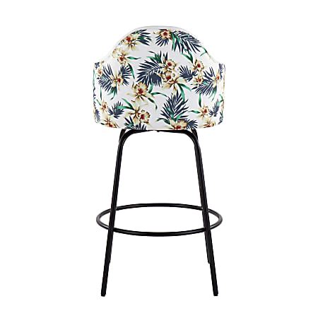 LumiSource Ahoy Floral Counter Stools WhiteBlack Set Of 2 Stools