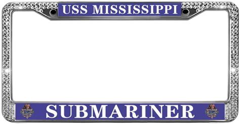 GND USS Mississippi Submariner Rhinestone Car License Plate Frame US