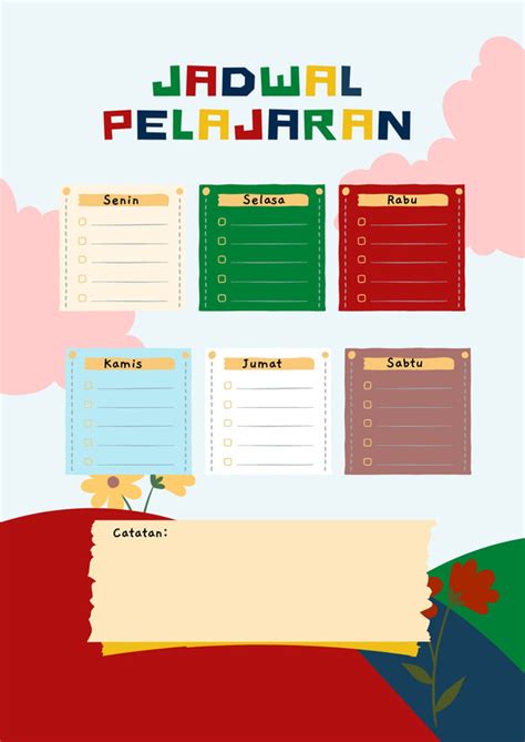 Halaman 2 Gratis Desain Contoh Jadwal Pelajaran Canva