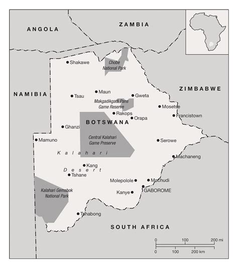 Large national parks map of Botswana | Botswana | Africa | Mapsland ...