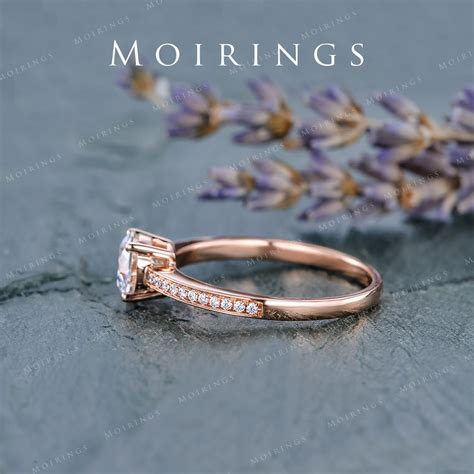 Moissanite Rose Gold Engagement Ring Women Colorless - Etsy