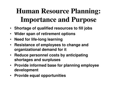 Ppt Human Resource Planning Importance And Purpose Powerpoint